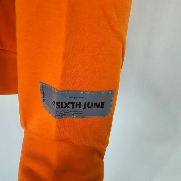 Sixth June Paris Hoodie Men's L Sweat Capuche Aluminum Orange Long Sleeve NWT - Picture 4 of 7